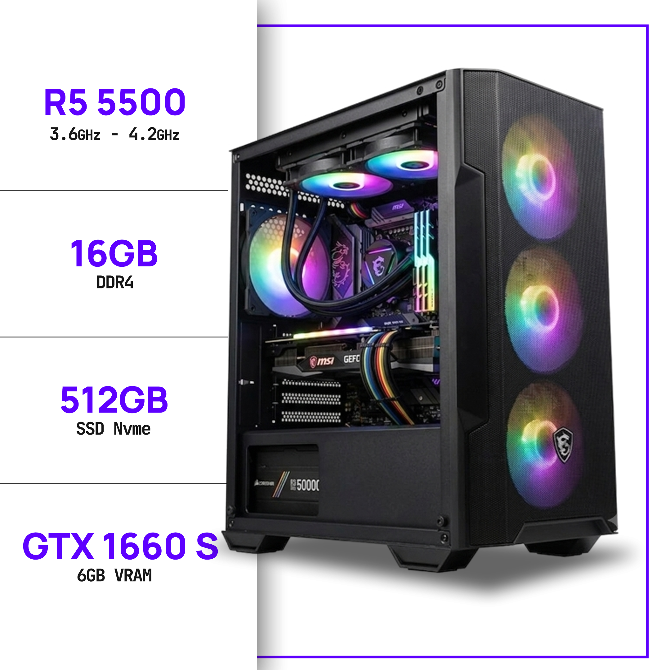 PC Gamer Ryzen 5 5500 - GTX 1660 SUPER