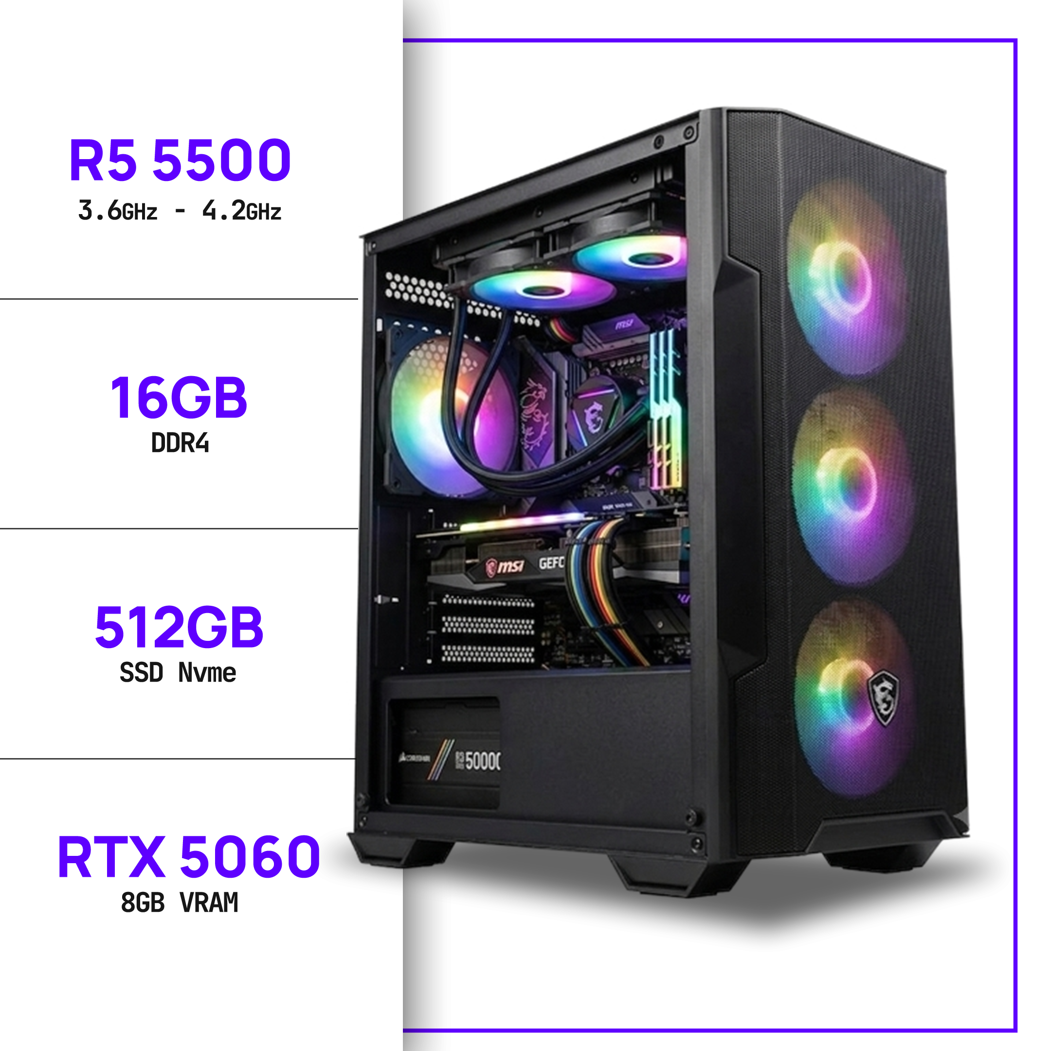 PC GAMER RYZEN 5 5500 - RTX 5060 8GB