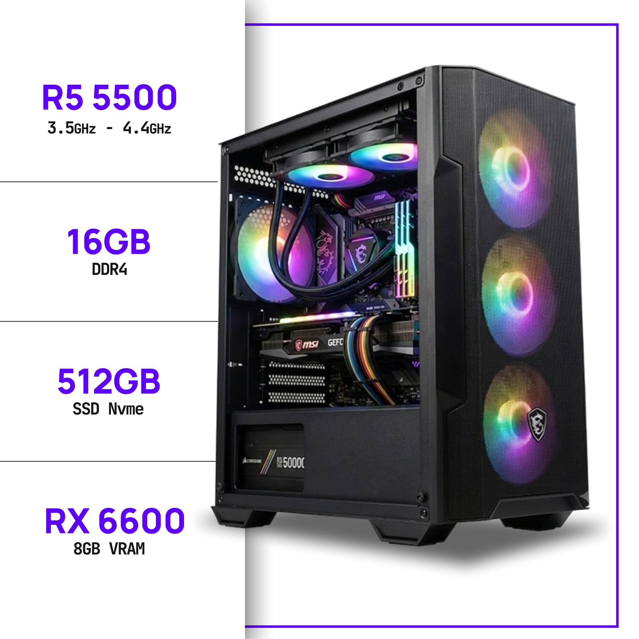 PC Gamer Ryzen 5 5500 - RX 6600