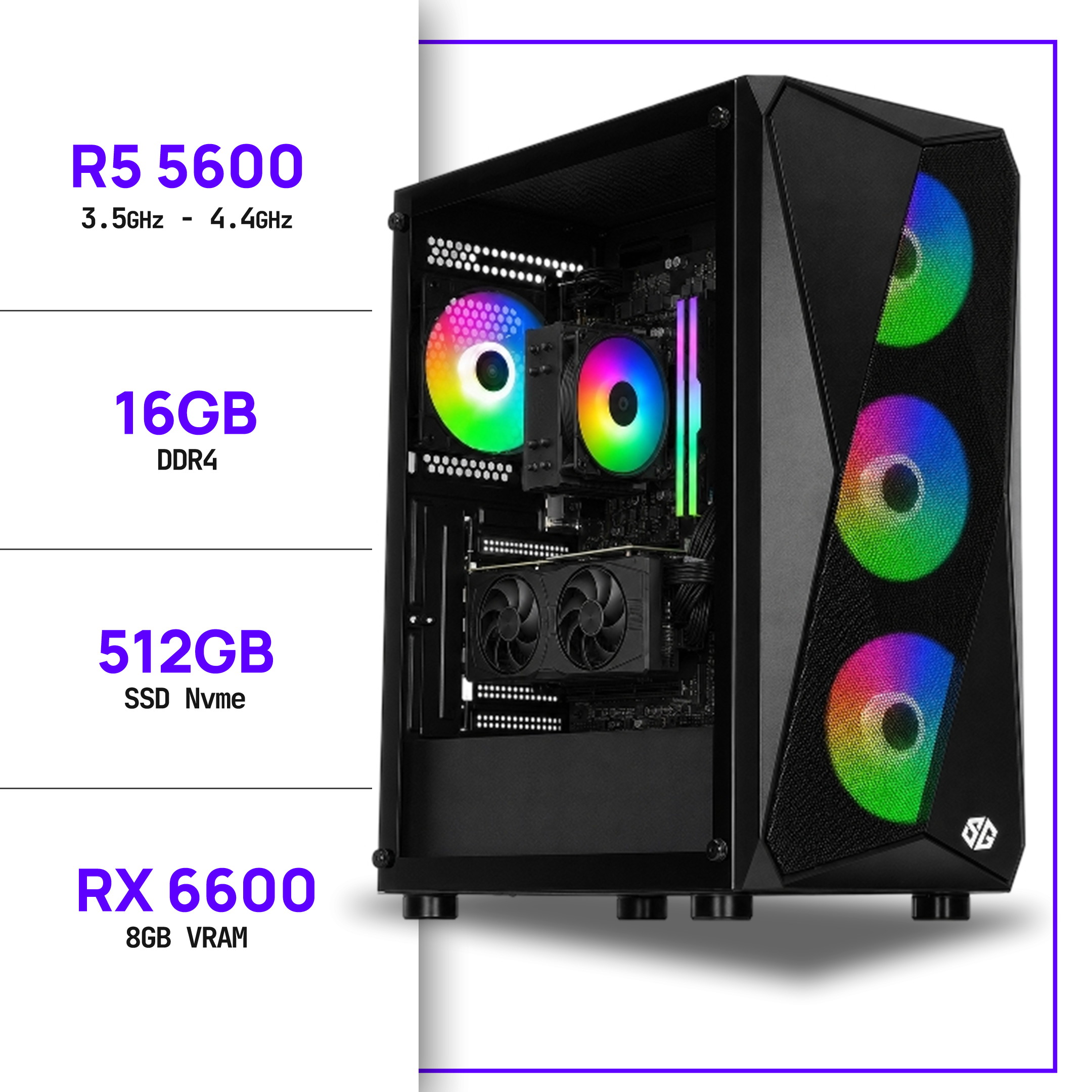 PC Gamer Ryzen 5 5600 - RX RX 6600