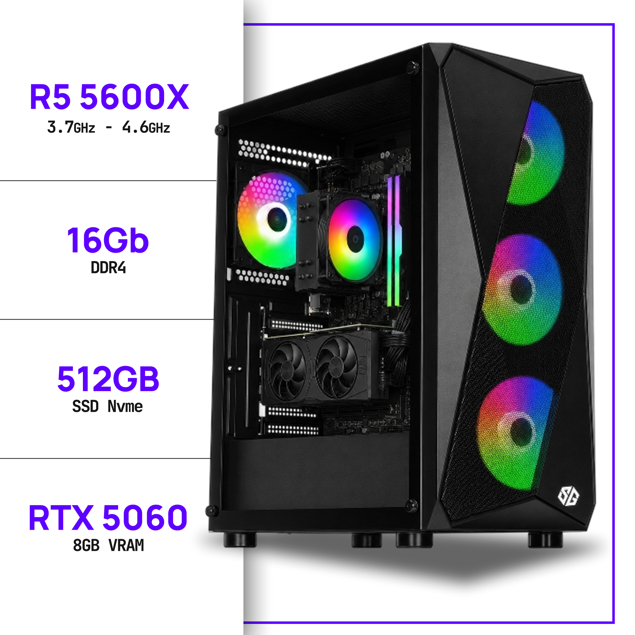 PC Gamer Ryzen 5 5600X - RTX 5060 8GB