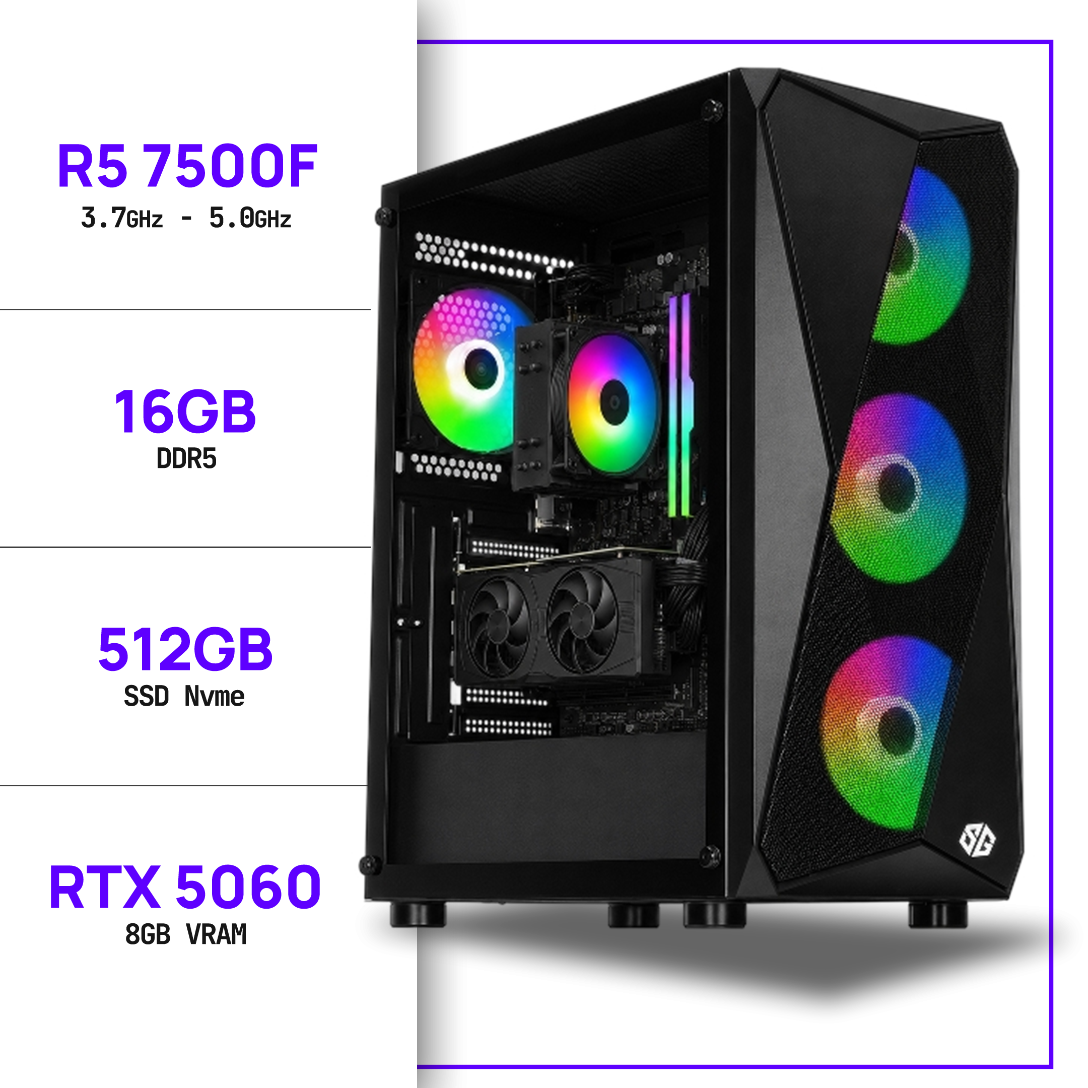PC Gamer Ryzen 5 7500F - RTX 5060 8GB