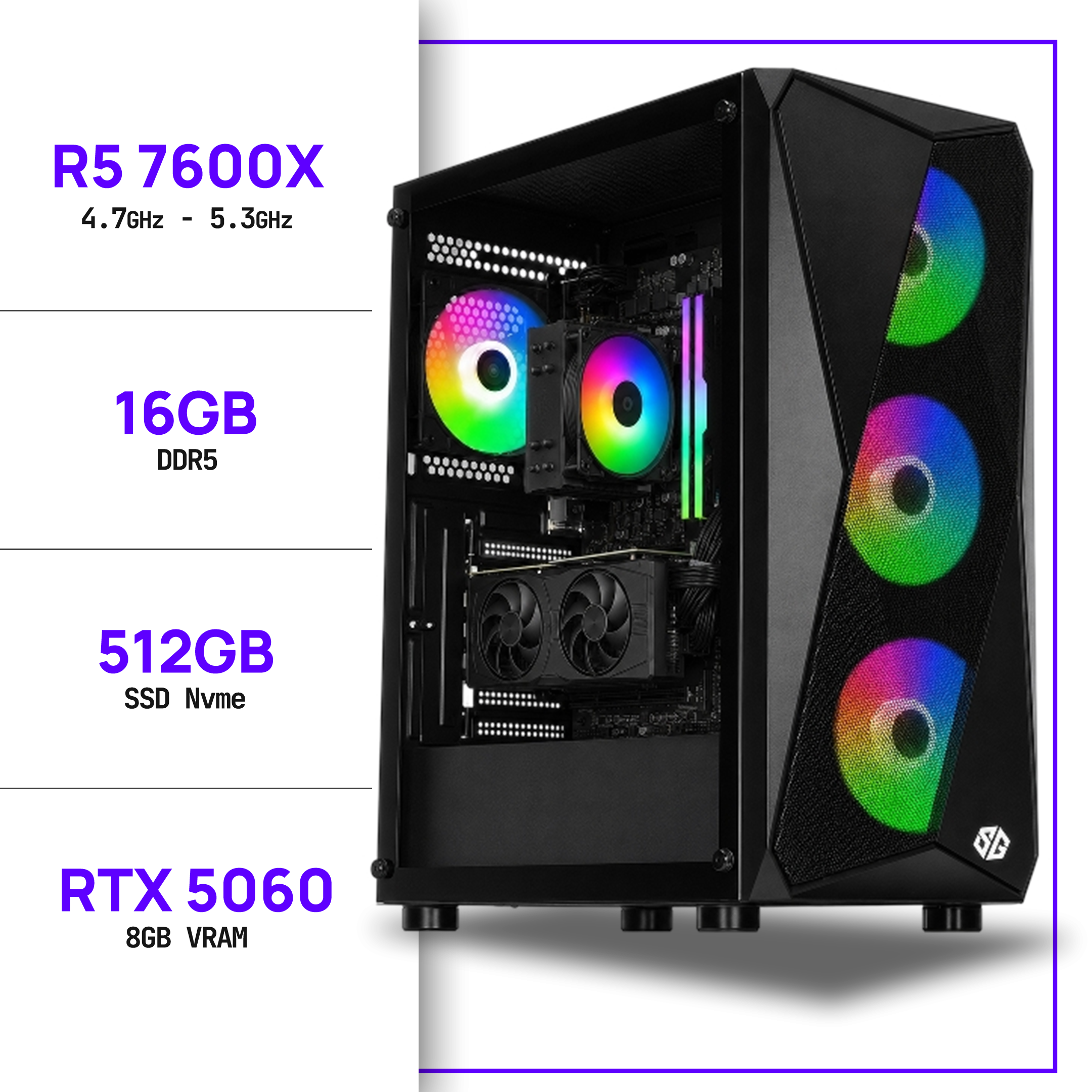 PC Gamer Ryzen 5 7600X - RTX 5060