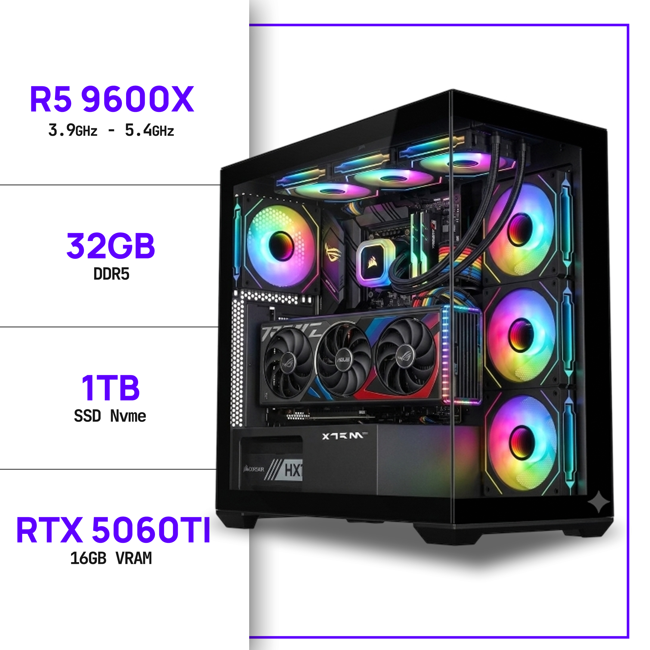 PC Gamer R5 9600X - RTX 5060TI 16GB