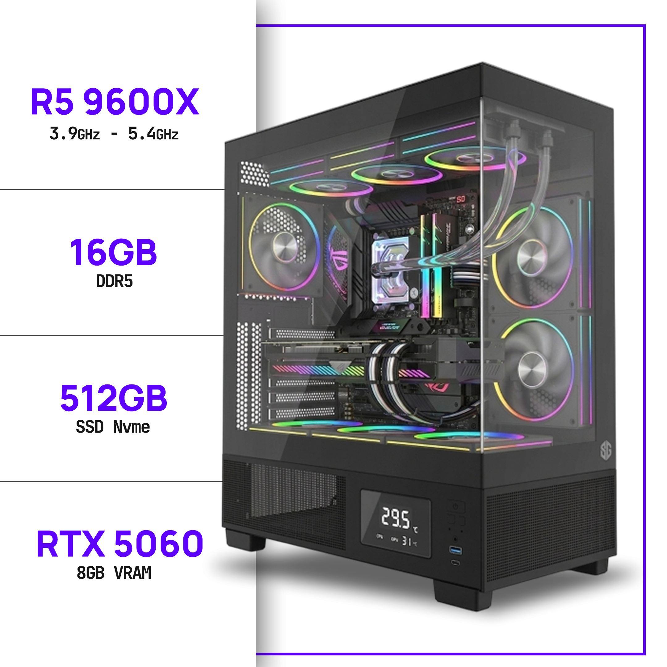 PC Gamer Ryzen 5 9600X - RTX 5060 8GB