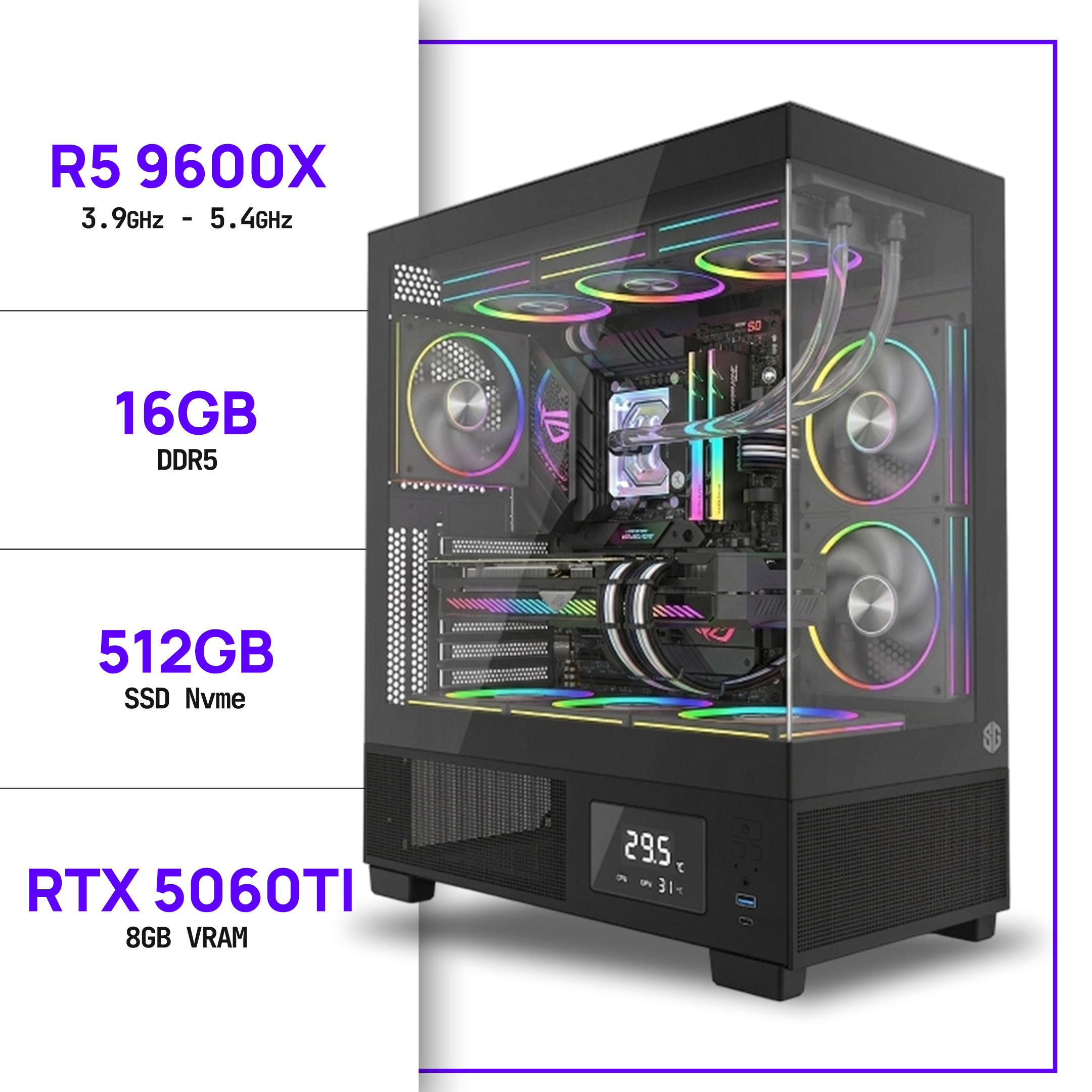 PC Gamer R5 9600X - RTX 5060TI 8GB