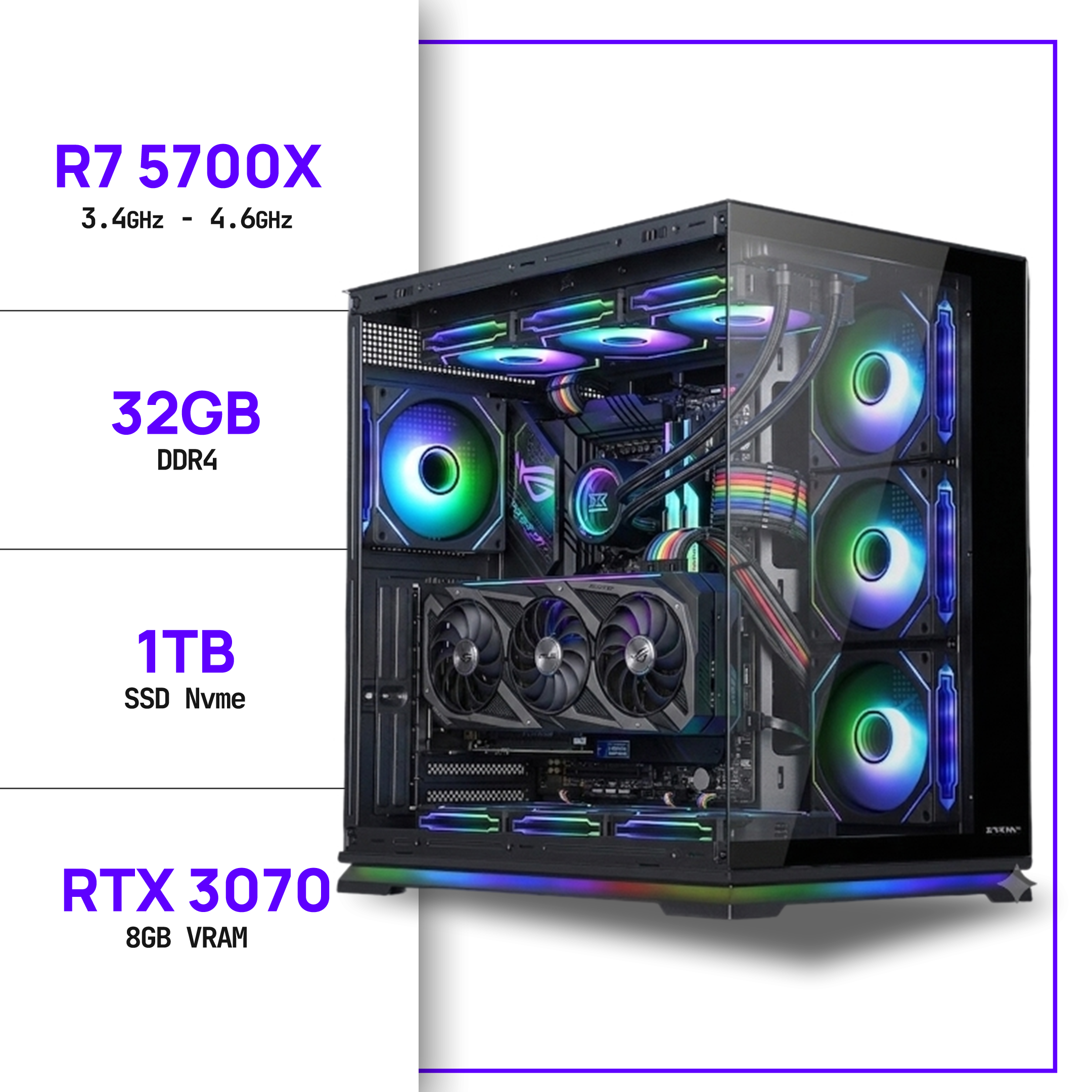 PC Gamer Ryzen 7 5700X - RTX 3070 1TB/32GB