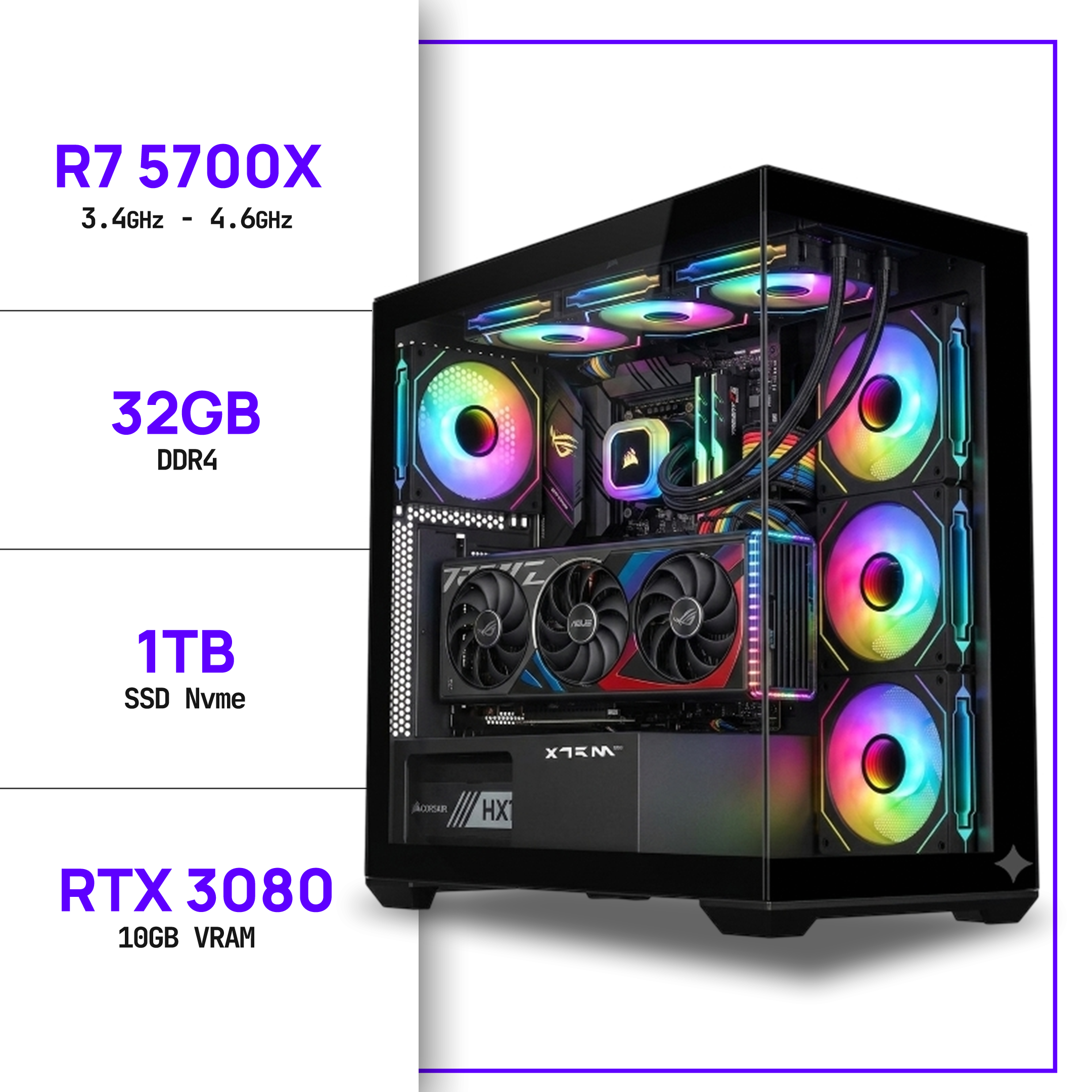 PC Gamer Ryzen 7 5700X - RTX 3080 10GB 32GB/1TB